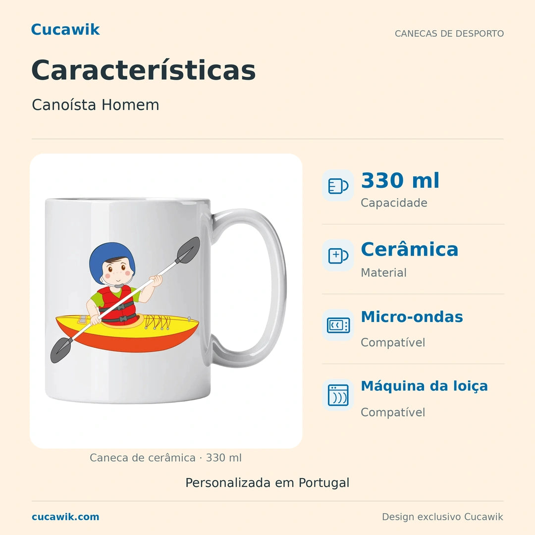 Caneca de Cerâmica Canoísta Homem — Características | Cucawik