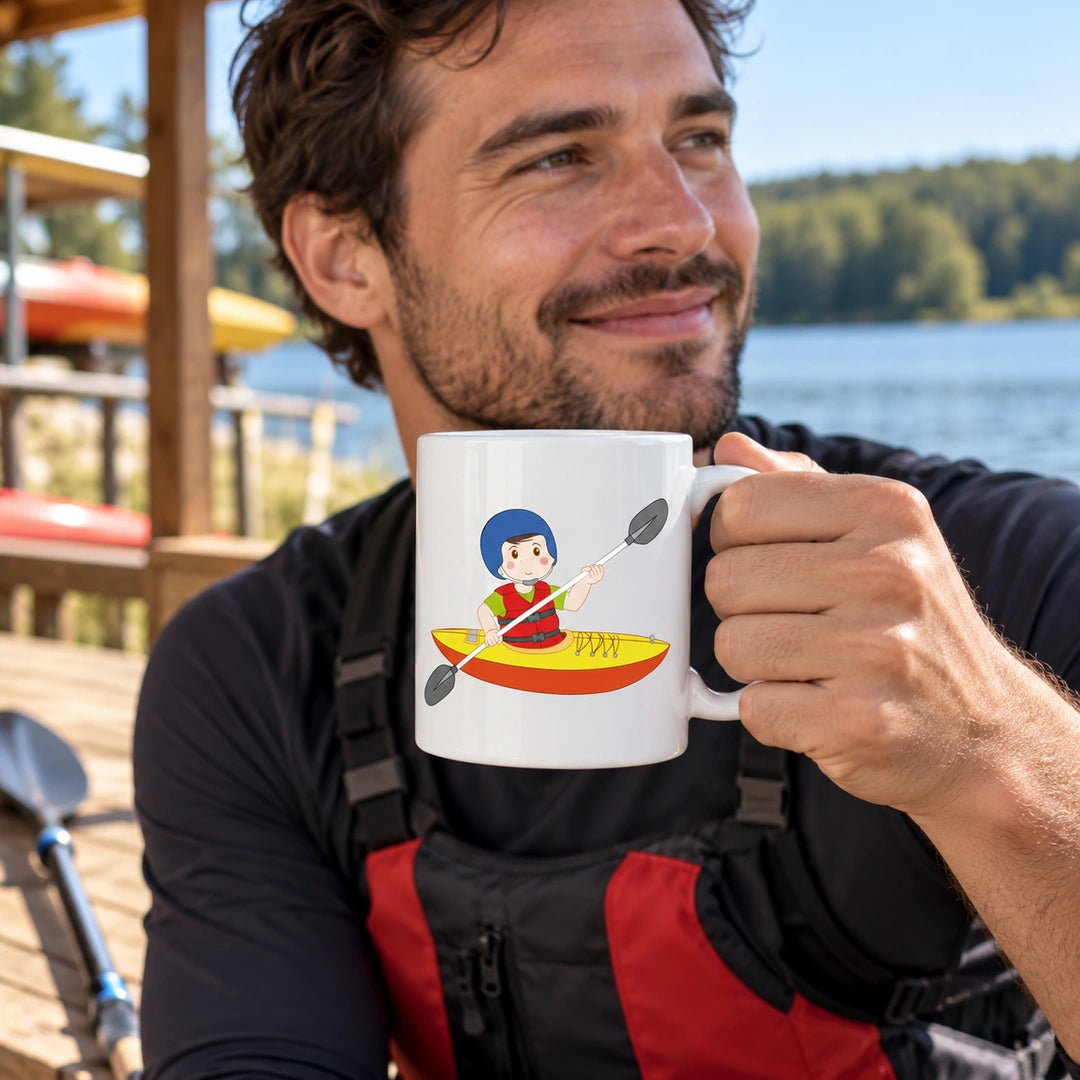 Caneca de Cerâmica Canoísta Homem em utilização | Cucawik