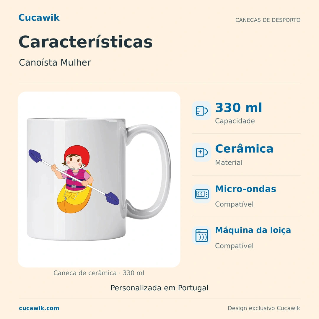 Caneca de Cerâmica Canoísta Mulher — Características | Cucawik