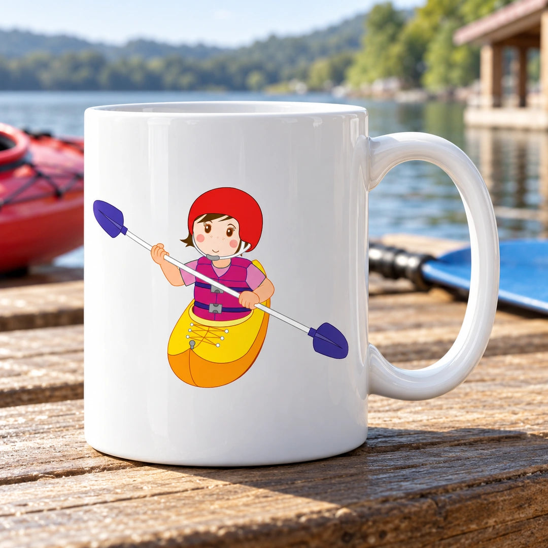 Caneca de Cerâmica Canoísta Mulher em ambiente lifestyle | Cucawik