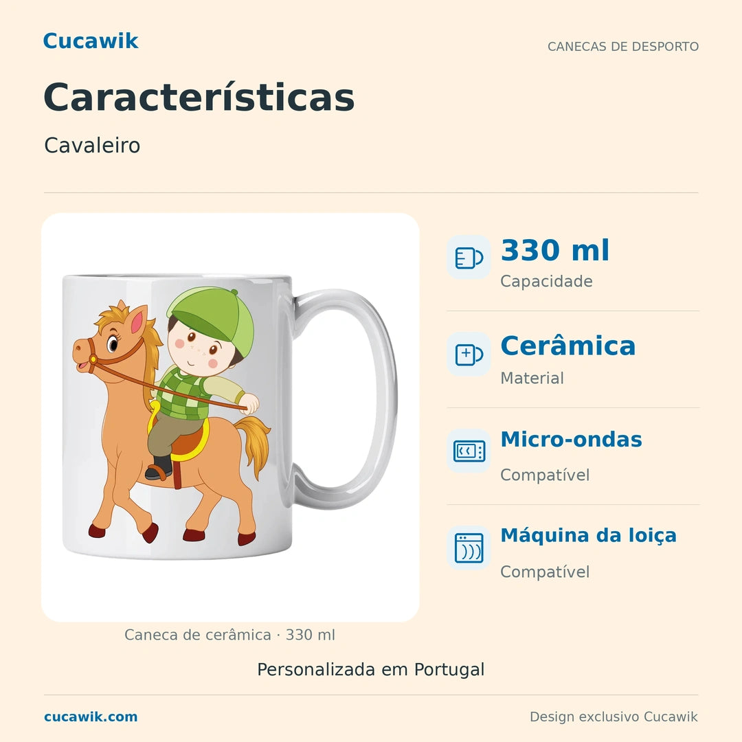 Caneca de Cerâmica Cavaleiro — Características | Cucawik