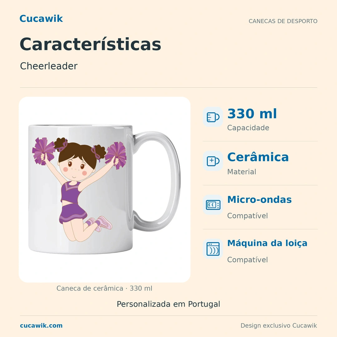 Caneca de Cerâmica Cheerleader — Características | Cucawik