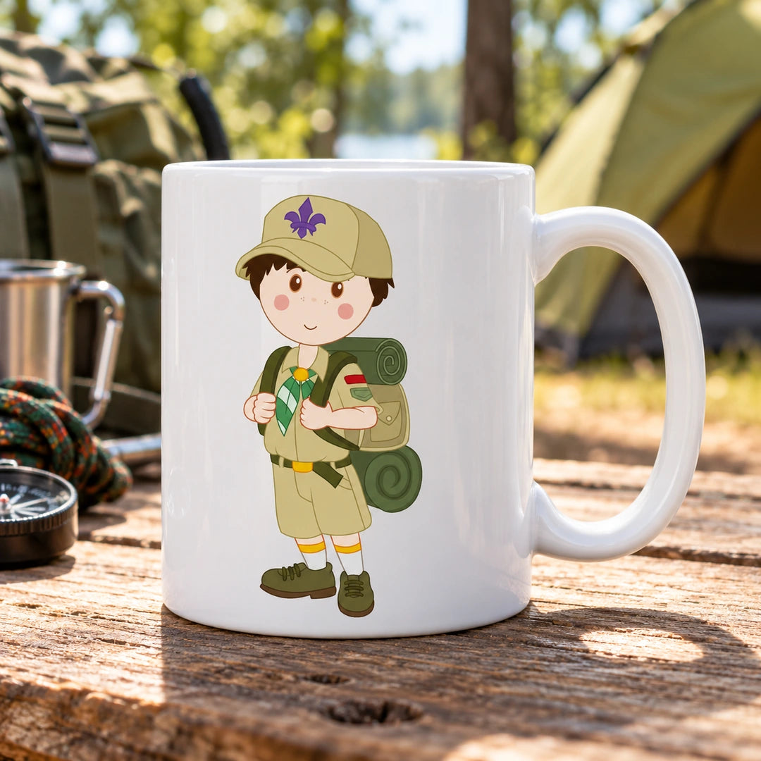 Caneca de Cerâmica Escuteiro em ambiente lifestyle | Cucawik