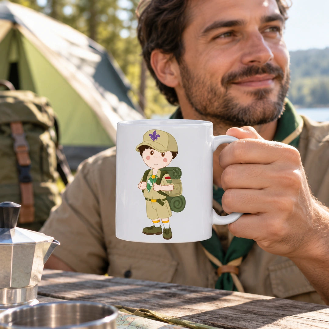 Caneca de Cerâmica Escuteiro em utilização | Cucawik