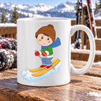Caneca de Cerâmica Esquiador em ambiente lifestyle | Cucawik