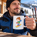 Caneca de Cerâmica Esquiador em utilização | Cucawik