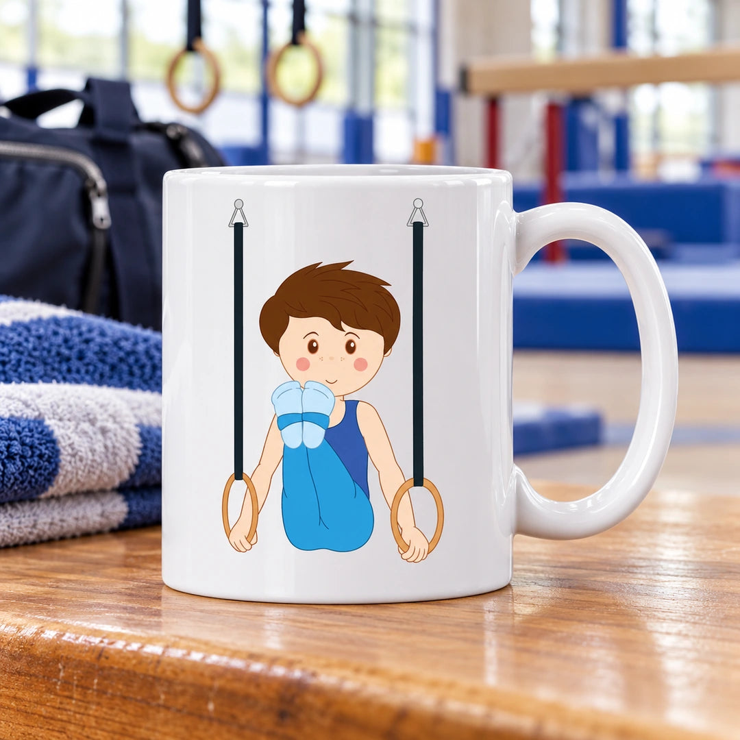 Caneca de Cerâmica Ginástica Artística de Argolas em ambiente lifestyle | Cucawik