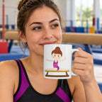 Caneca de Cerâmica Ginástica Artística de Trave em utilização | Cucawik