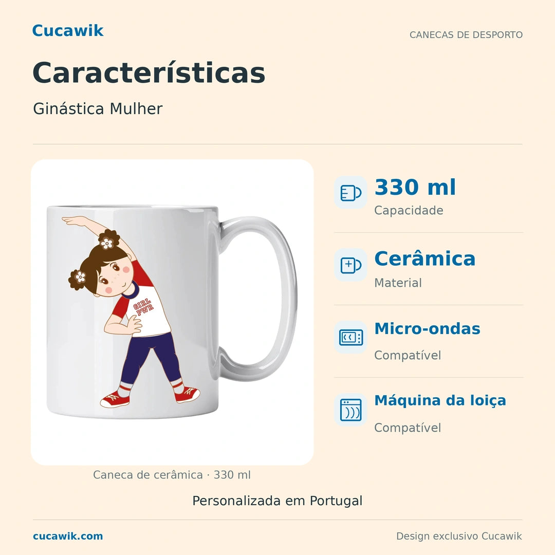 Caneca de Cerâmica Ginástica Mulher — Características | Cucawik