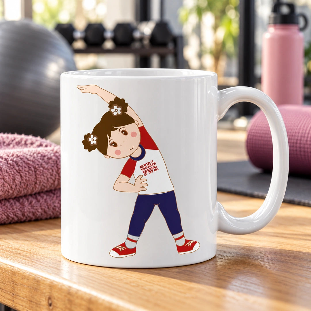 Caneca de Cerâmica Ginástica Mulher em ambiente lifestyle | Cucawik