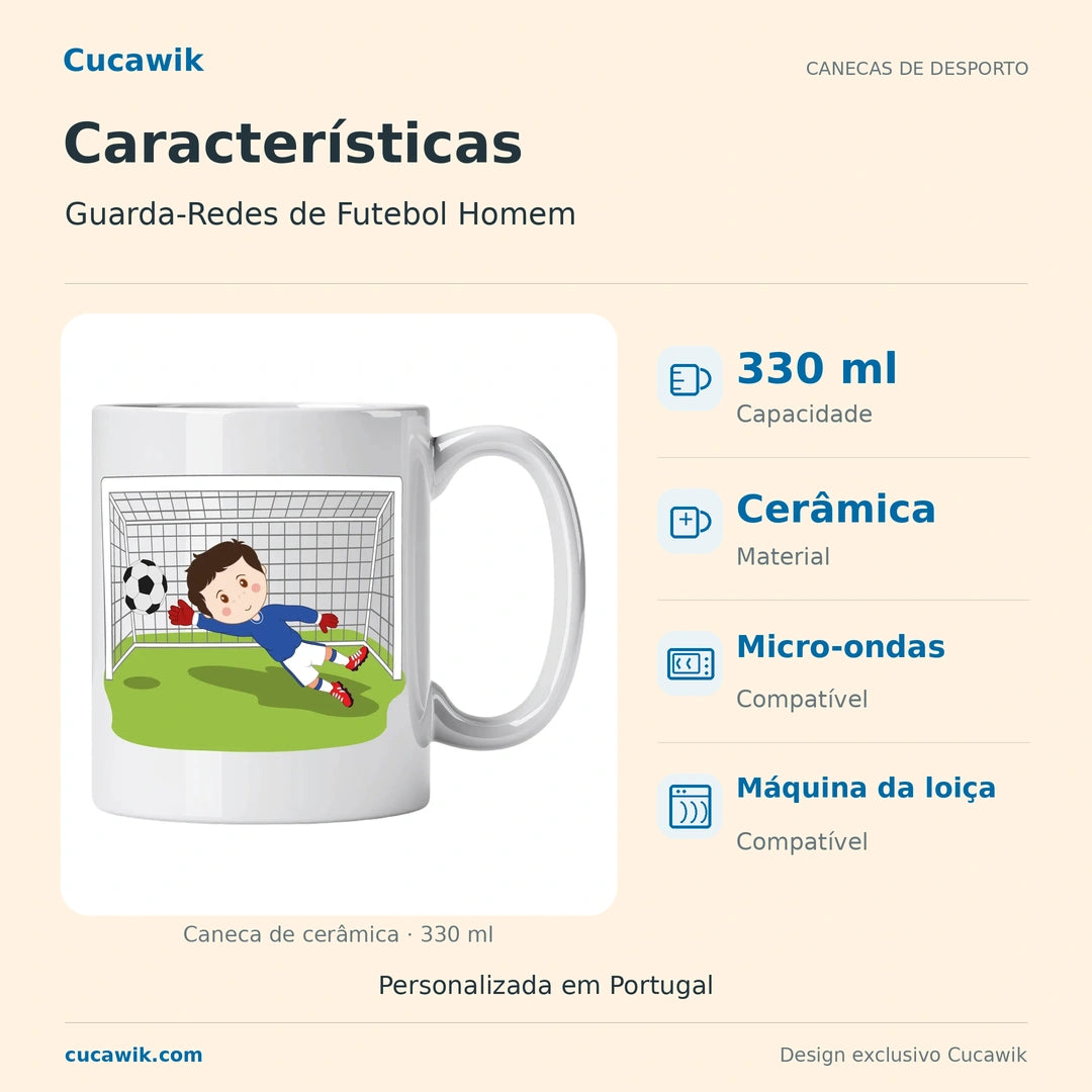 Caneca de Cerâmica Guarda-Redes de Futebol Homem — Características | Cucawik