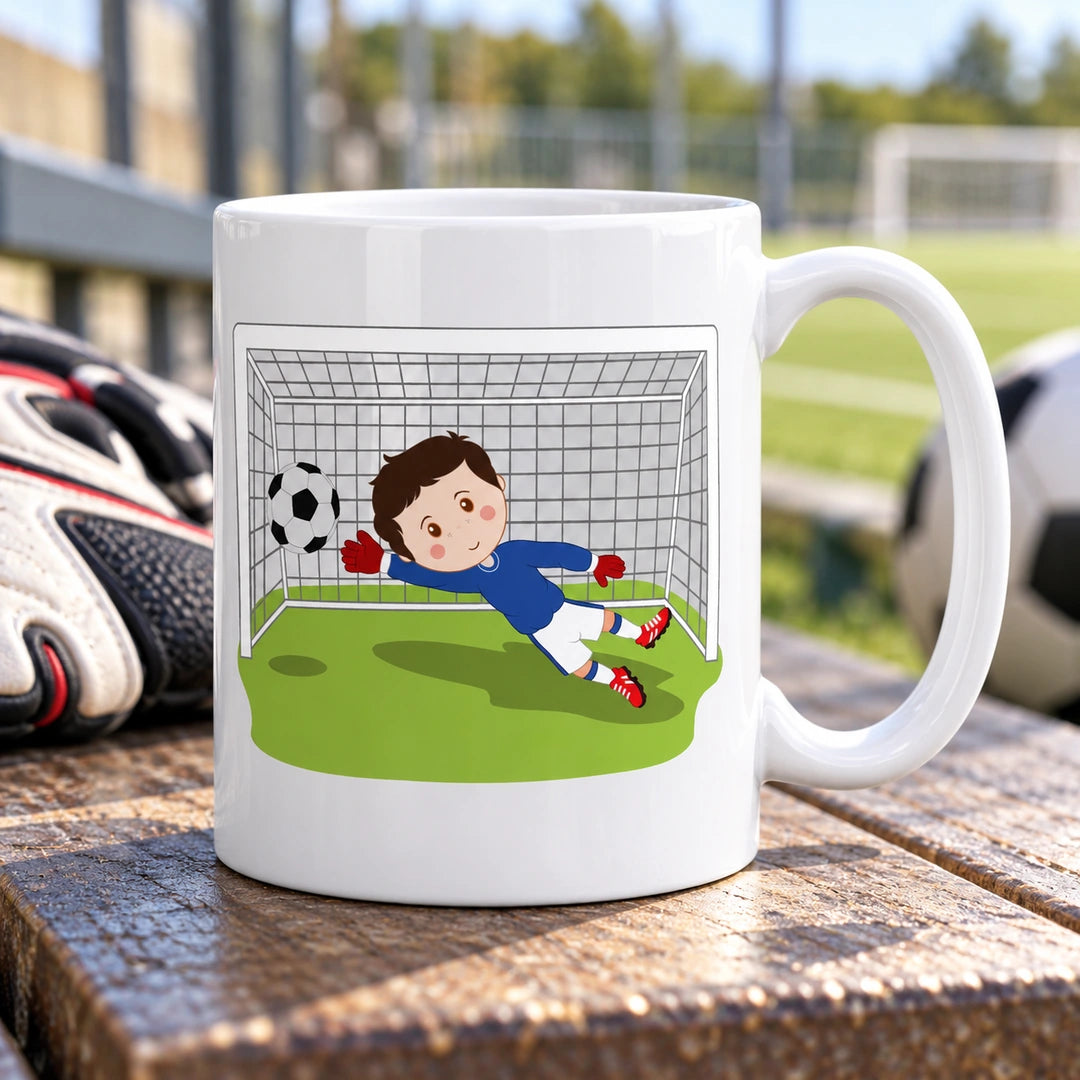 Caneca de Cerâmica Guarda-Redes de Futebol Homem em ambiente lifestyle | Cucawik