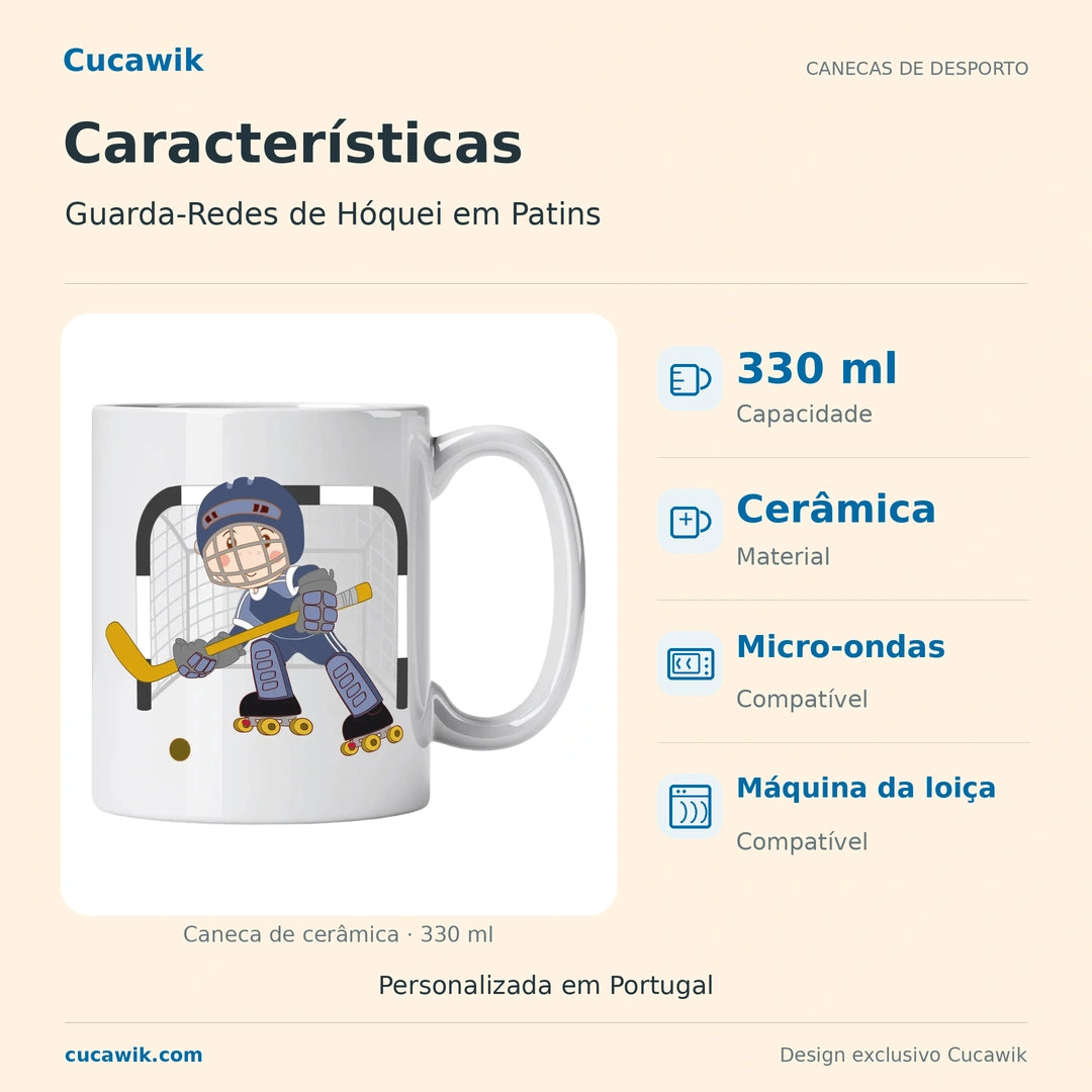 Caneca de Cerâmica Guarda-Redes de Hóquei em Patins — Características | Cucawik
