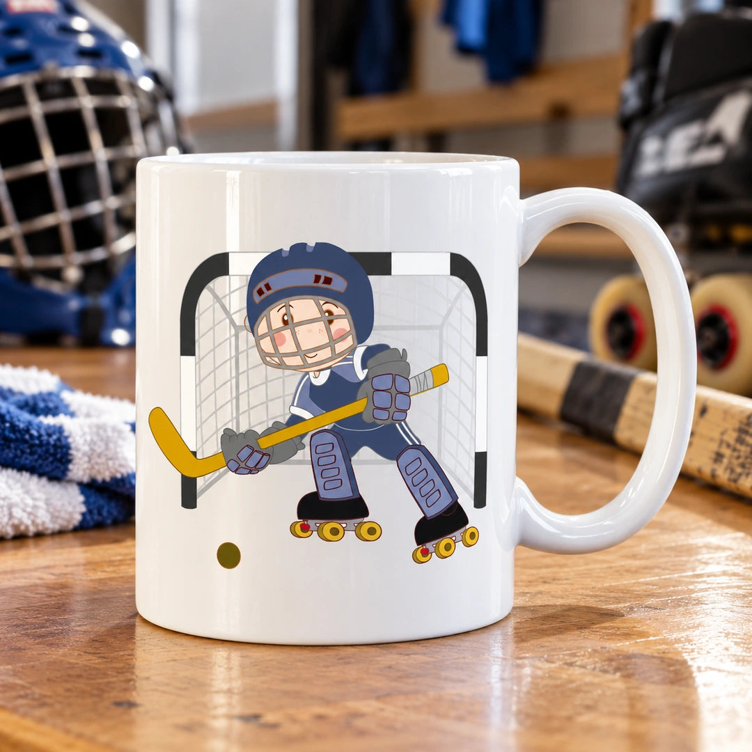 Caneca de Cerâmica Guarda-Redes de Hóquei em Patins em ambiente lifestyle | Cucawik