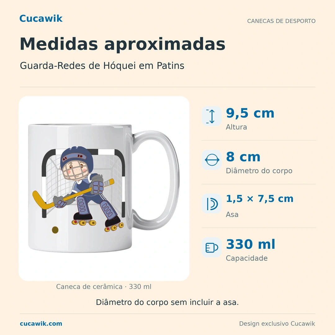 Caneca de Cerâmica Guarda-Redes de Hóquei em Patins — Medidas aproximadas | Cucawik