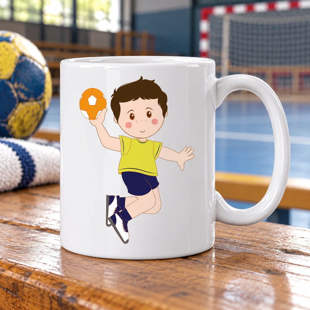 Caneca de Cerâmica Jogador de Andebol em ambiente lifestyle | Cucawik