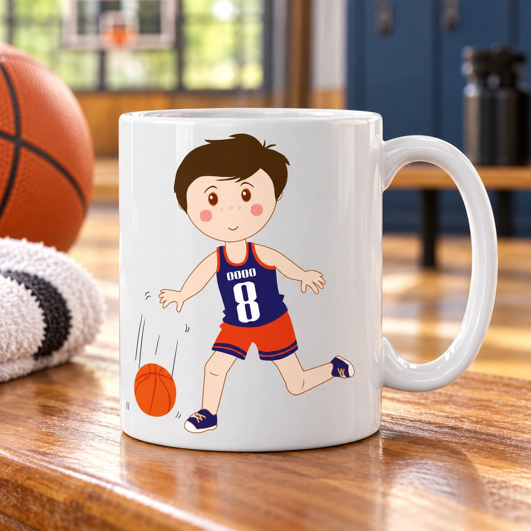Caneca de Cerâmica Jogador de Basquetebol em ambiente lifestyle | Cucawik
