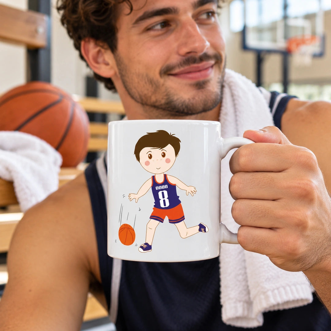 Caneca de Cerâmica Jogador de Basquetebol em utilização | Cucawik