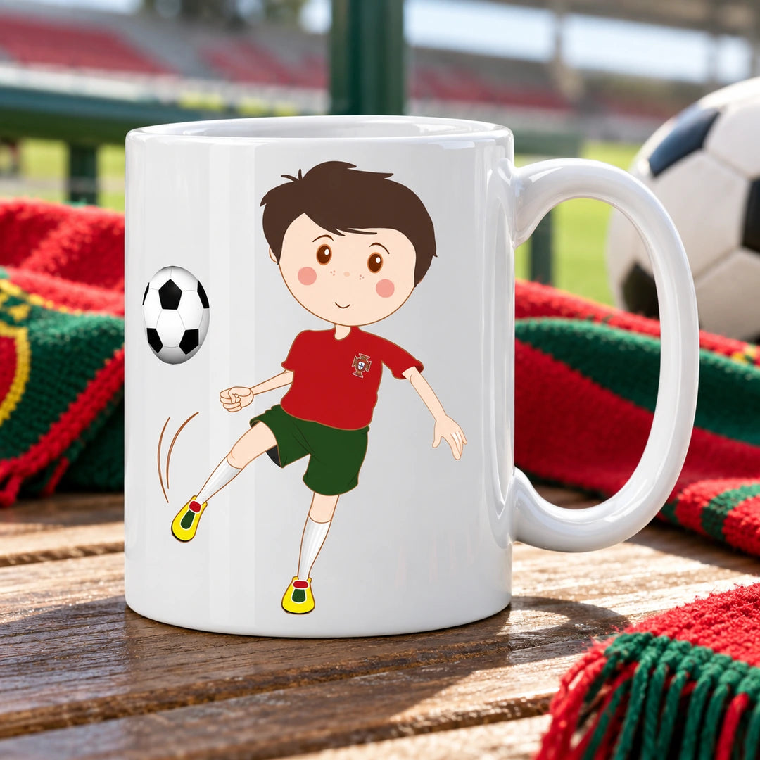 Caneca de Cerâmica Jogador de Futebol da Seleção em ambiente lifestyle | Cucawik