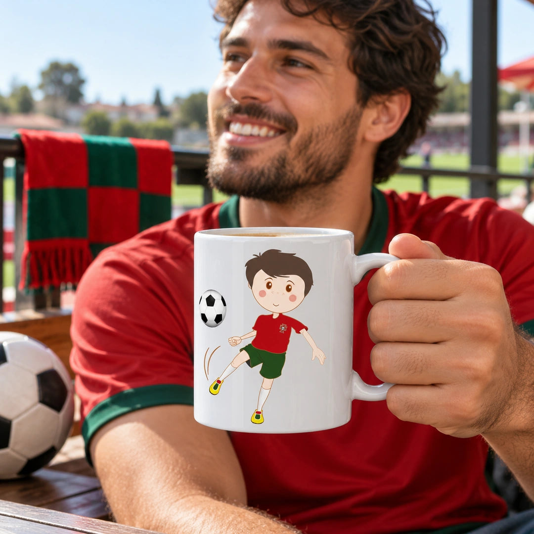 Caneca de Cerâmica Jogador de Futebol da Seleção em utilização | Cucawik