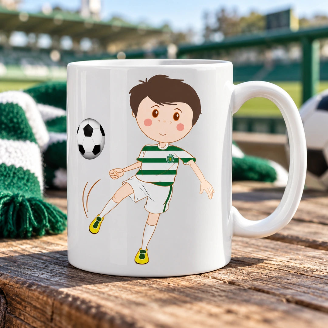 Caneca de Cerâmica Jogador de Futebol do Sporting em ambiente lifestyle | Cucawik