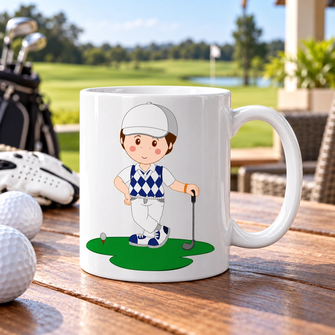 Caneca de Cerâmica Jogador de Golfe em ambiente lifestyle | Cucawik