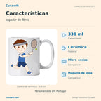 Caneca de Cerâmica Jogador de Ténis — Características | Cucawik
