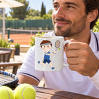 Caneca de Cerâmica Jogador de Ténis em utilização | Cucawik