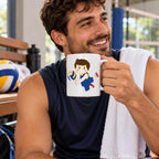 Caneca de Cerâmica Jogador de Voleibol em utilização | Cucawik