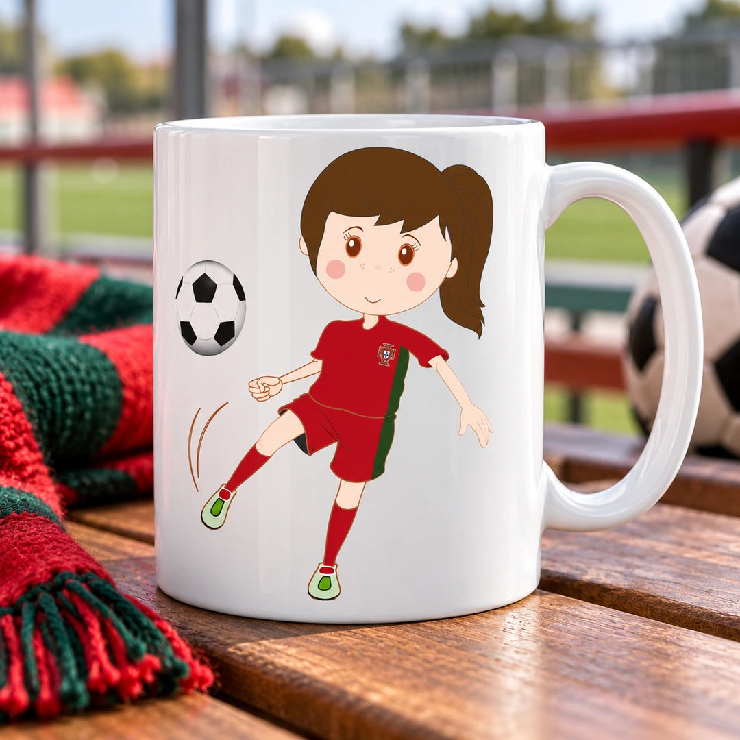 Caneca de Cerâmica Jogadora de Futebol da Seleção em ambiente lifestyle | Cucawik