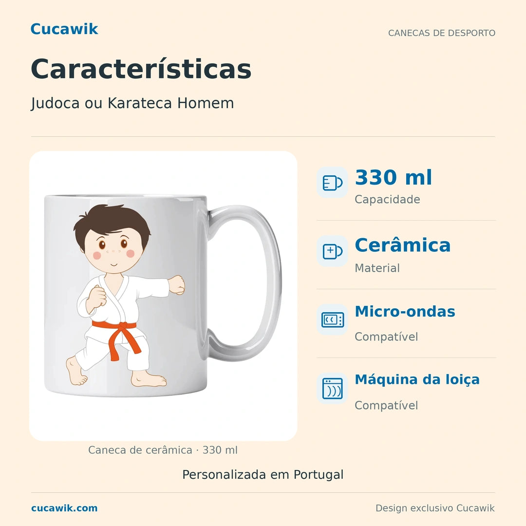 Caneca de Cerâmica Judoca ou Karateca Homem — Características | Cucawik