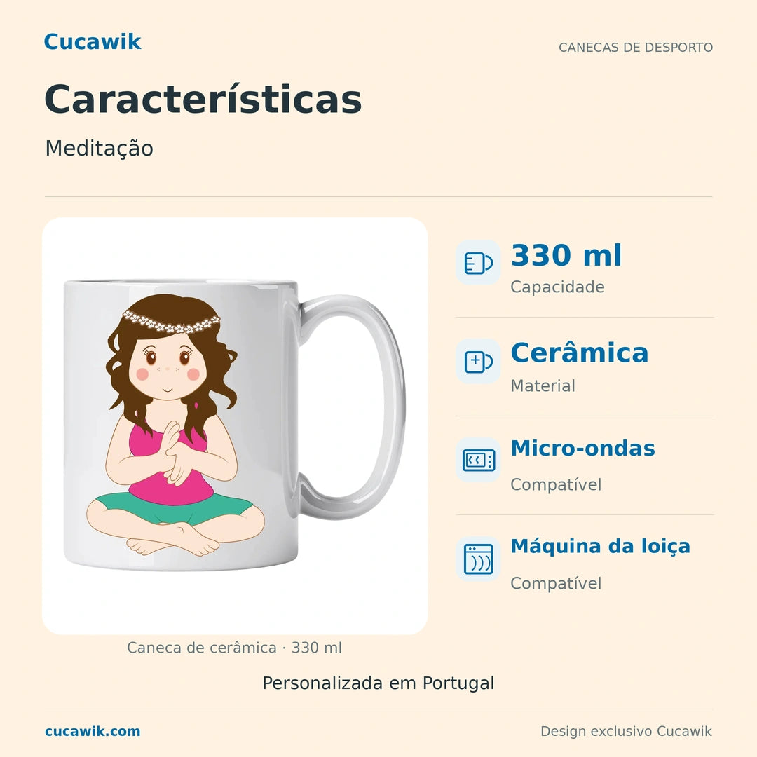 Caneca de Cerâmica Meditação — Características | Cucawik