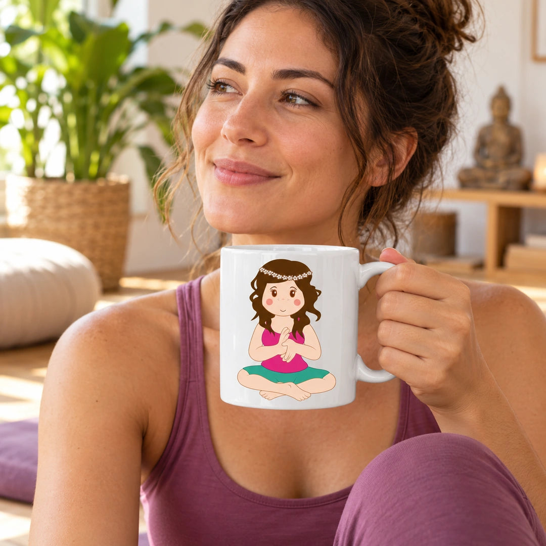 Caneca de Cerâmica Meditação em utilização | Cucawik