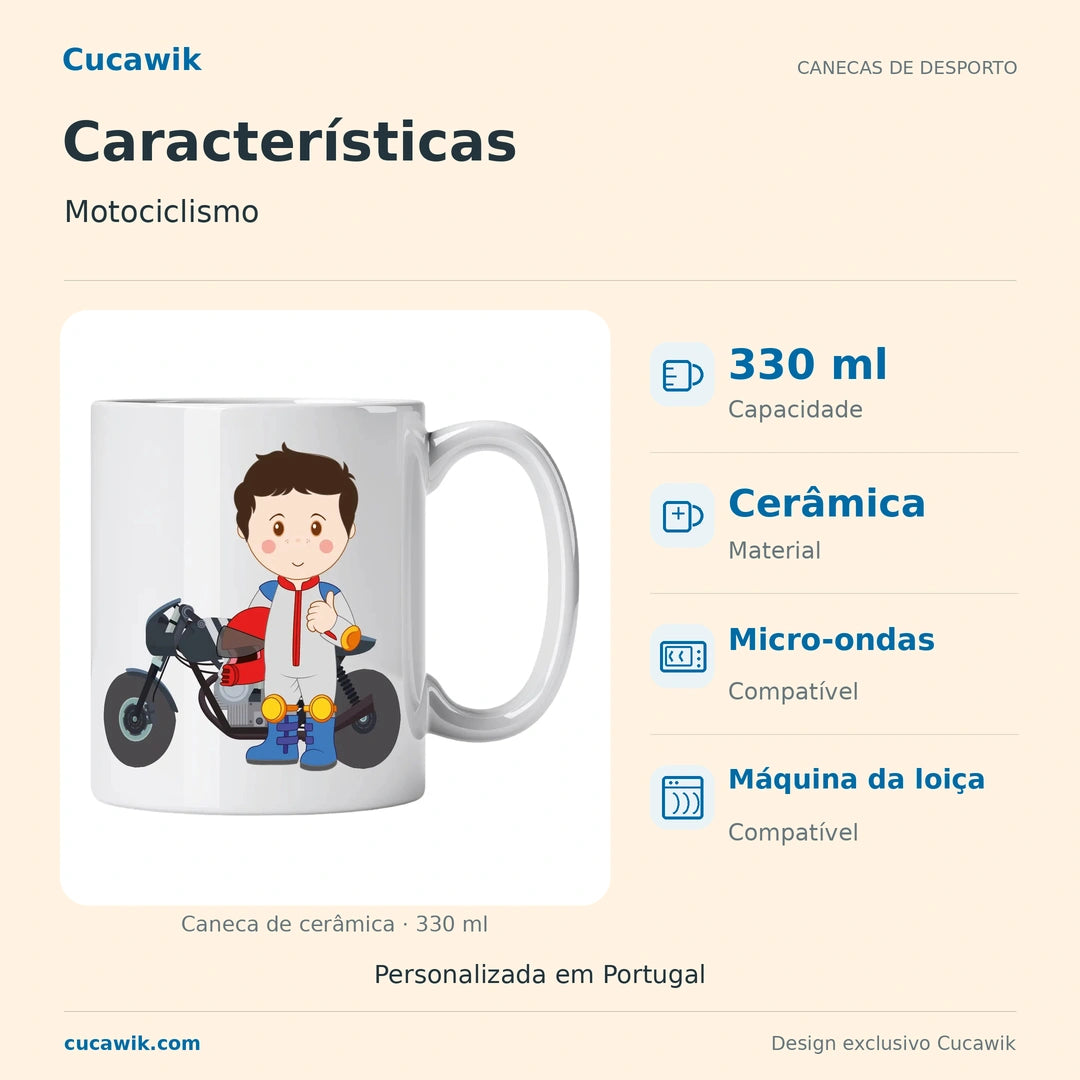 Caneca de Cerâmica Motociclismo — Características | Cucawik