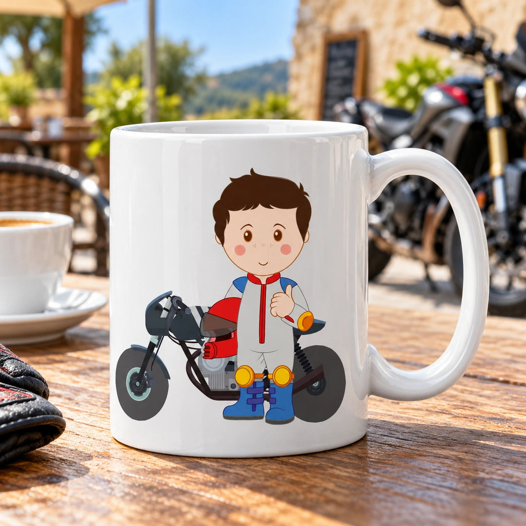 Caneca de Cerâmica Motociclismo em ambiente lifestyle | Cucawik