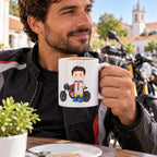 Caneca de Cerâmica Motociclismo em utilização | Cucawik