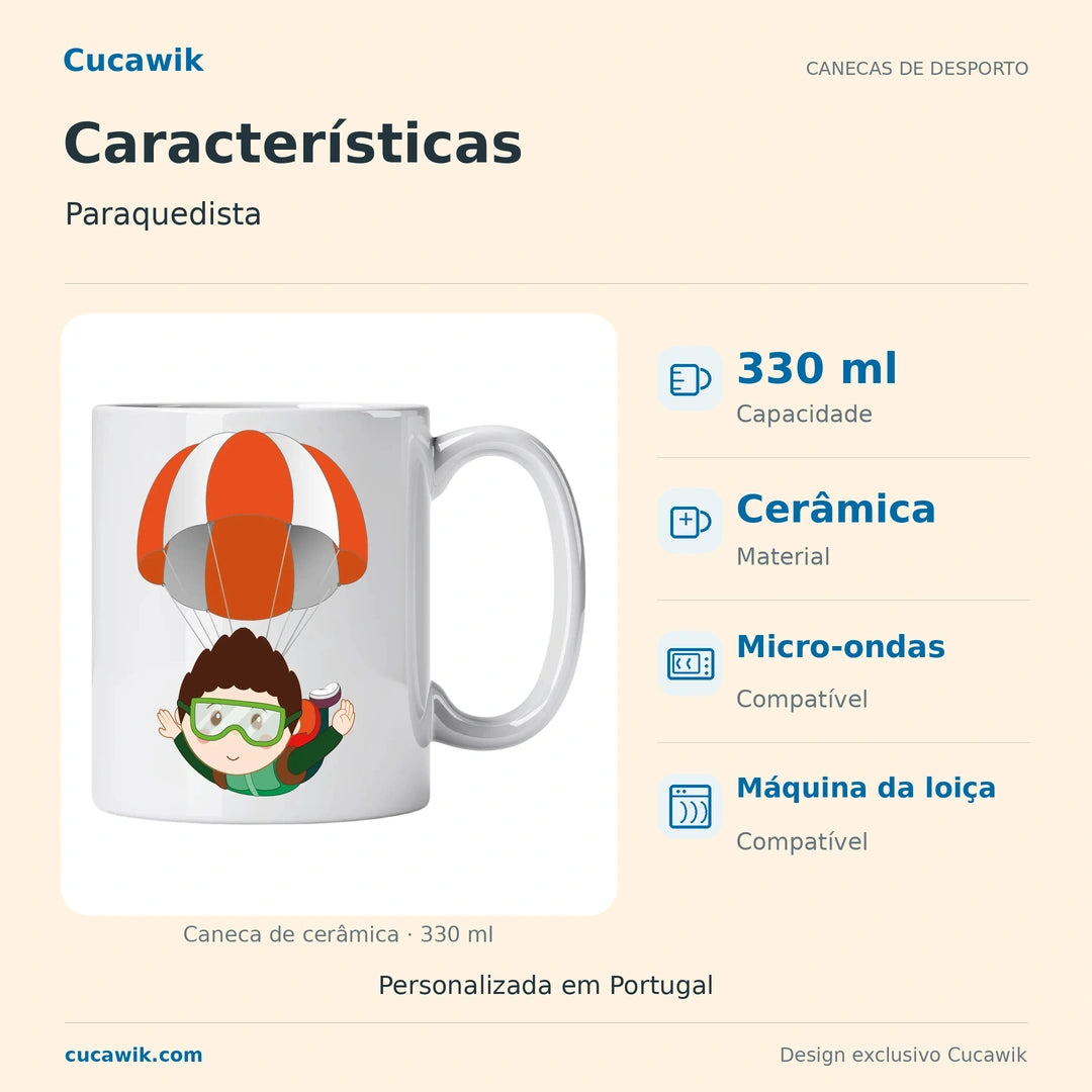 Caneca de Cerâmica Paraquedista — Características | Cucawik