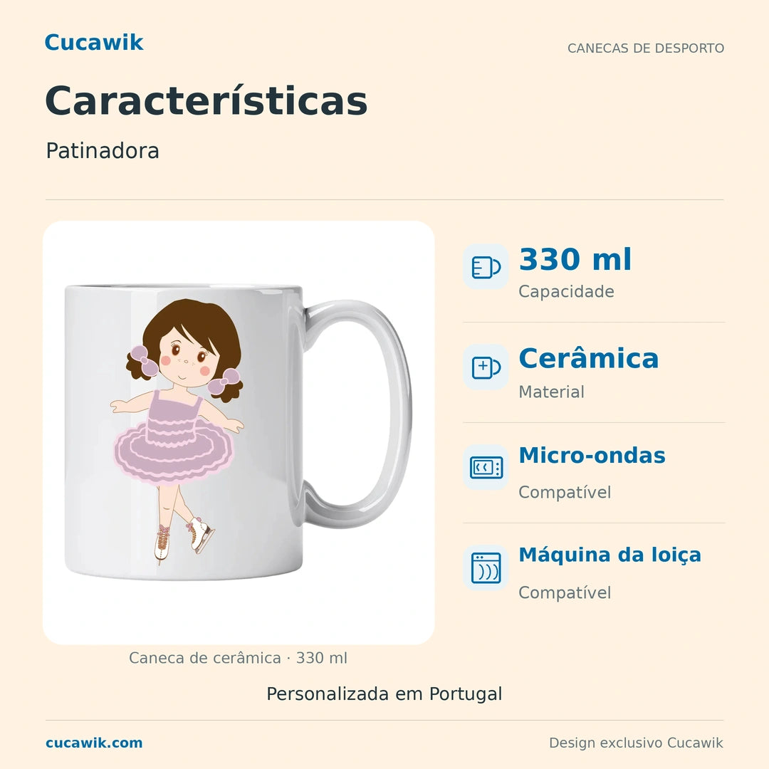 Caneca de Cerâmica Patinadora — Características | Cucawik