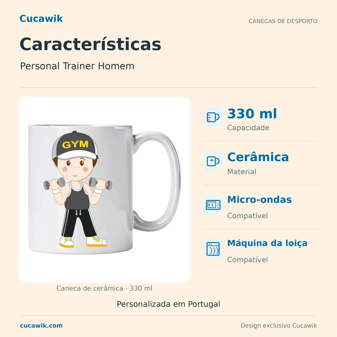 Caneca de Cerâmica Personal Trainer Homem — Características | Cucawik