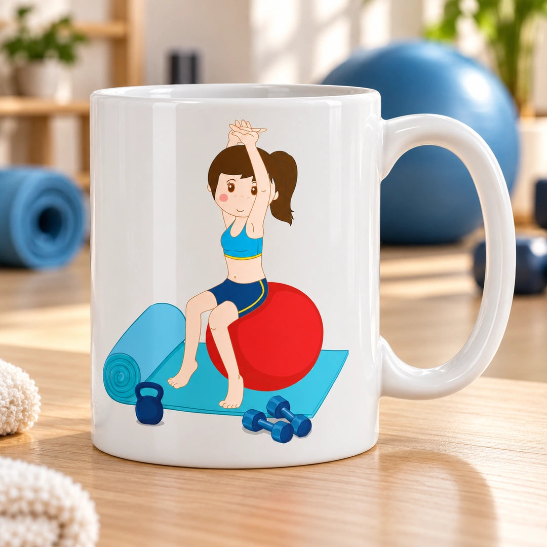 Caneca de Cerâmica Pilates em ambiente lifestyle | Cucawik