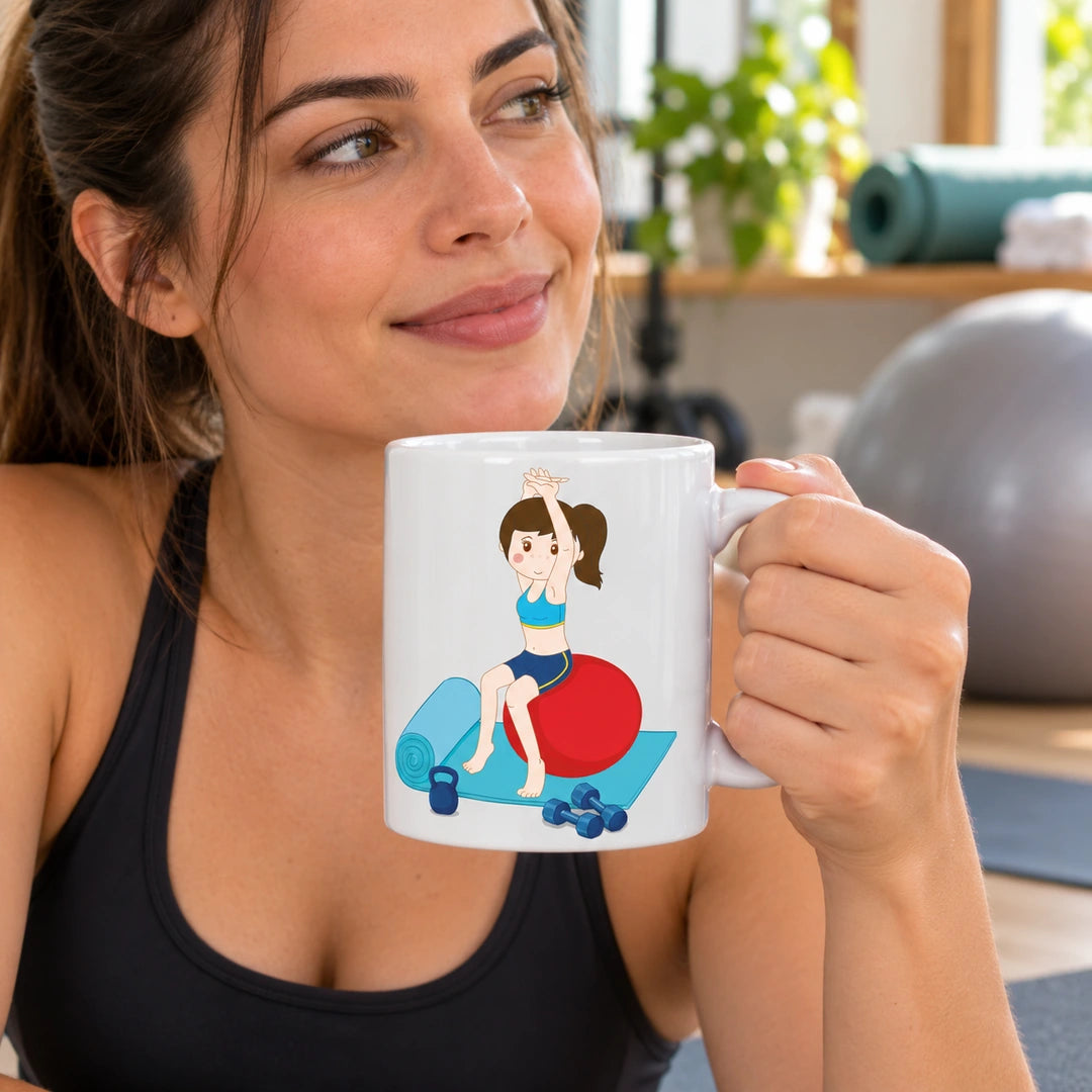 Caneca de Cerâmica Pilates em utilização | Cucawik