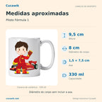 Caneca de Cerâmica Piloto Fórmula 1 — Medidas aproximadas | Cucawik