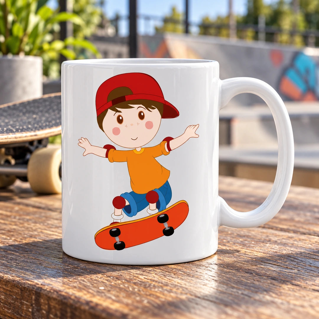 Caneca de Cerâmica Skater em ambiente lifestyle | Cucawik