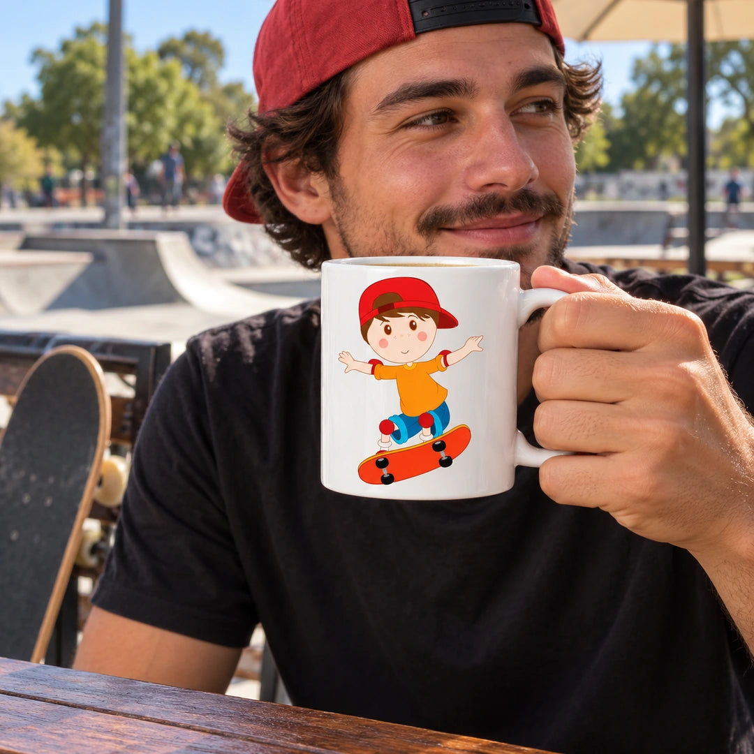 Caneca de Cerâmica Skater em utilização | Cucawik