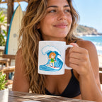 Caneca de Cerâmica Surfista Mulher em utilização | Cucawik