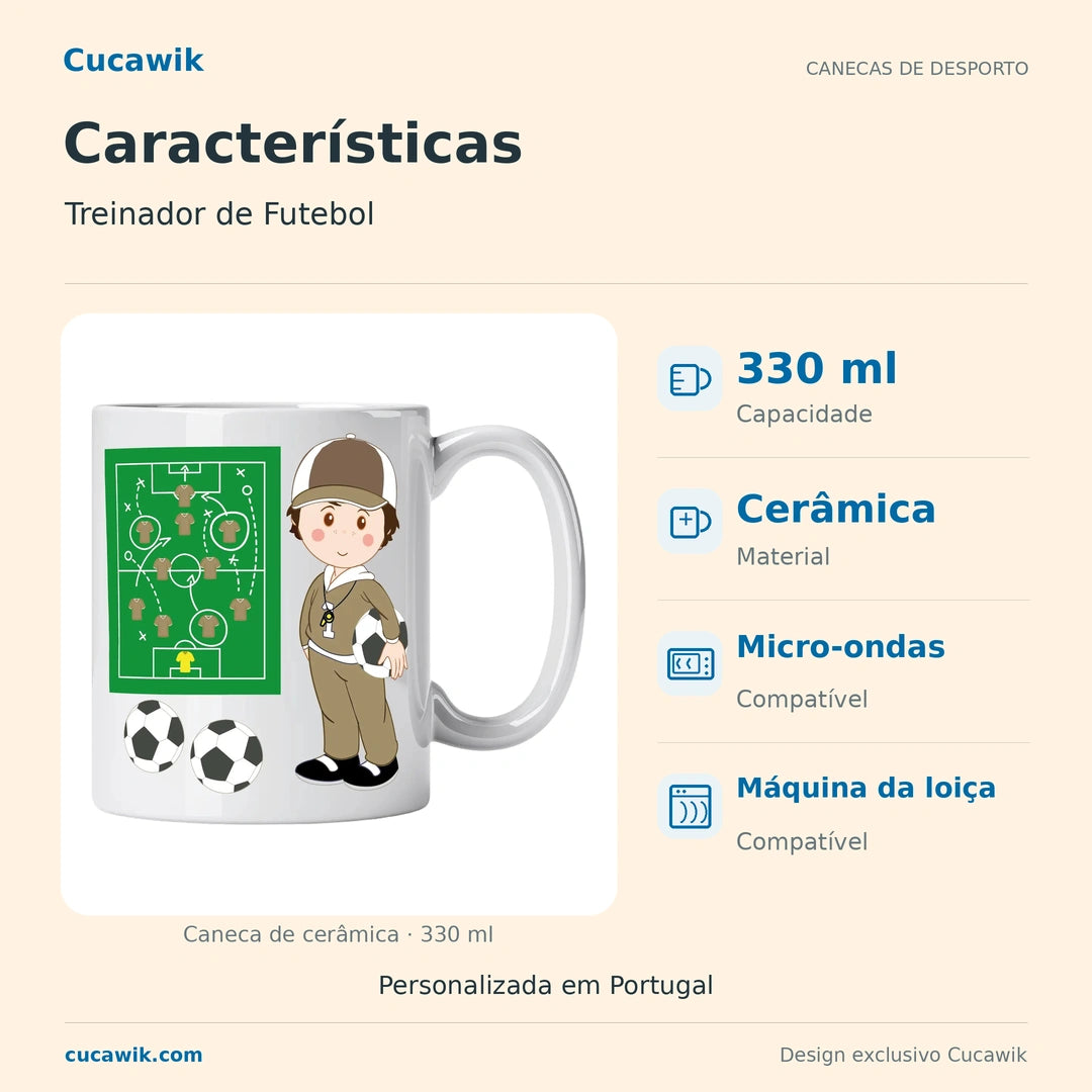 Caneca de Cerâmica Treinador de Futebol — Características | Cucawik