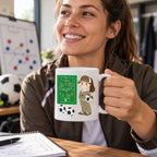 Caneca de Cerâmica Treinadora de Futebol em utilização | Cucawik
