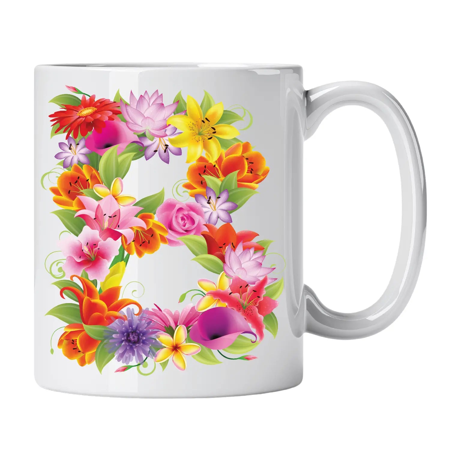 Caneca com Letra de Flores B Cucawik - Cucawik