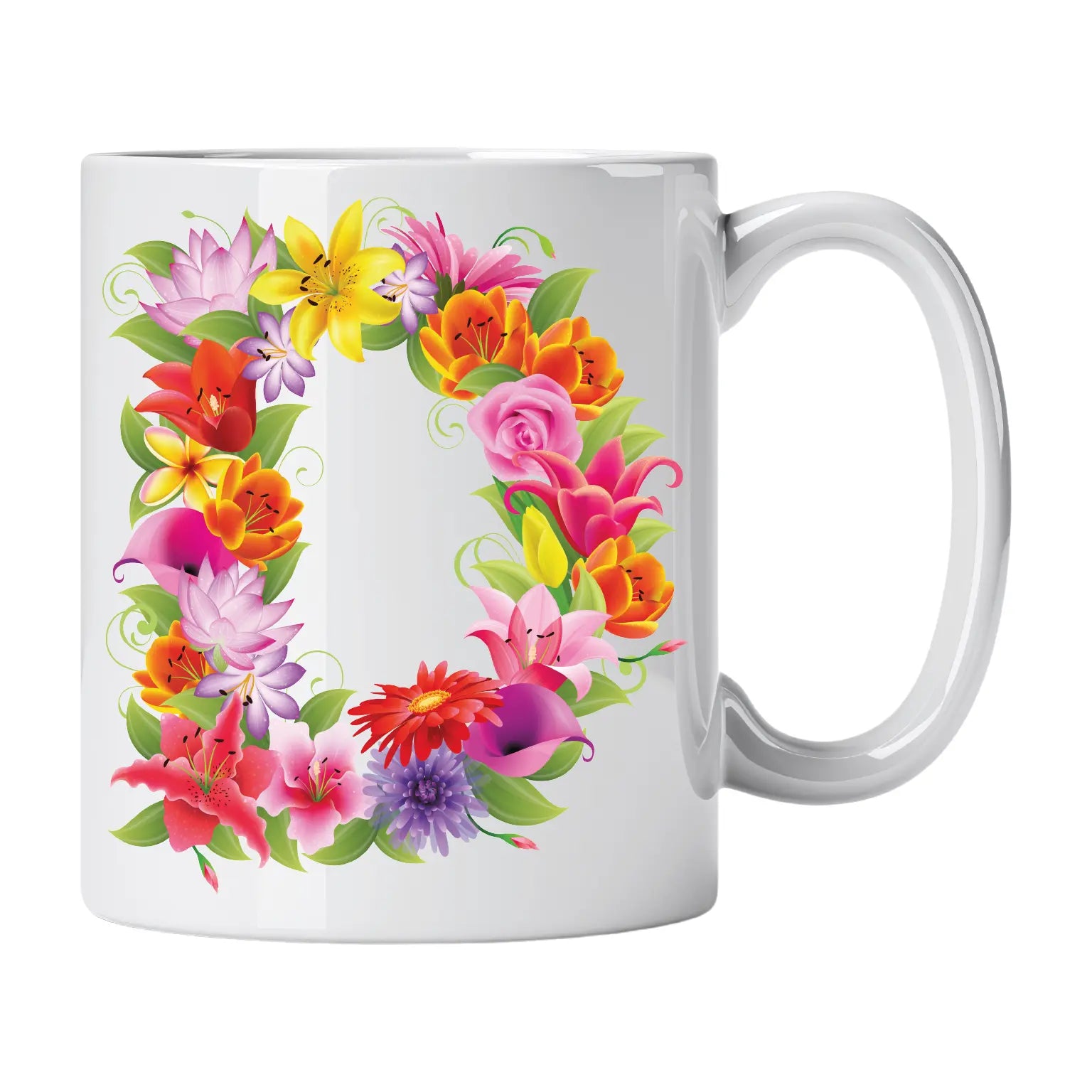 Caneca com Letra de Flores D Cucawik - Cucawik