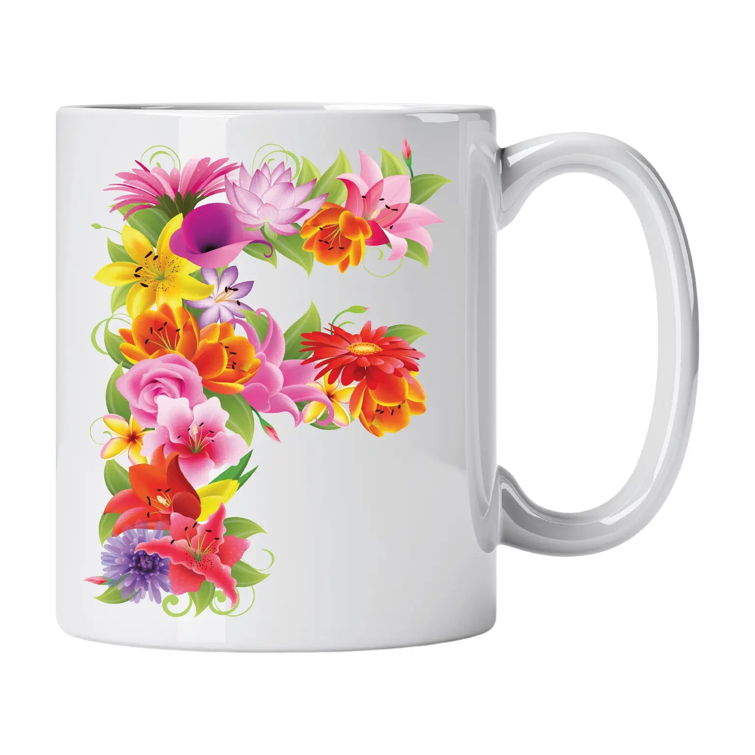 Caneca com Letra de Flores F Cucawik - Cucawik